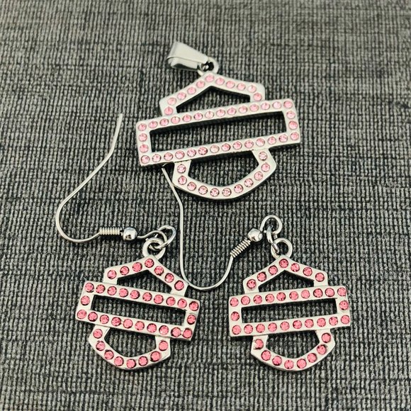 PINK Stone HD Set Earrings/Necklace Set - Picture 3 of 3